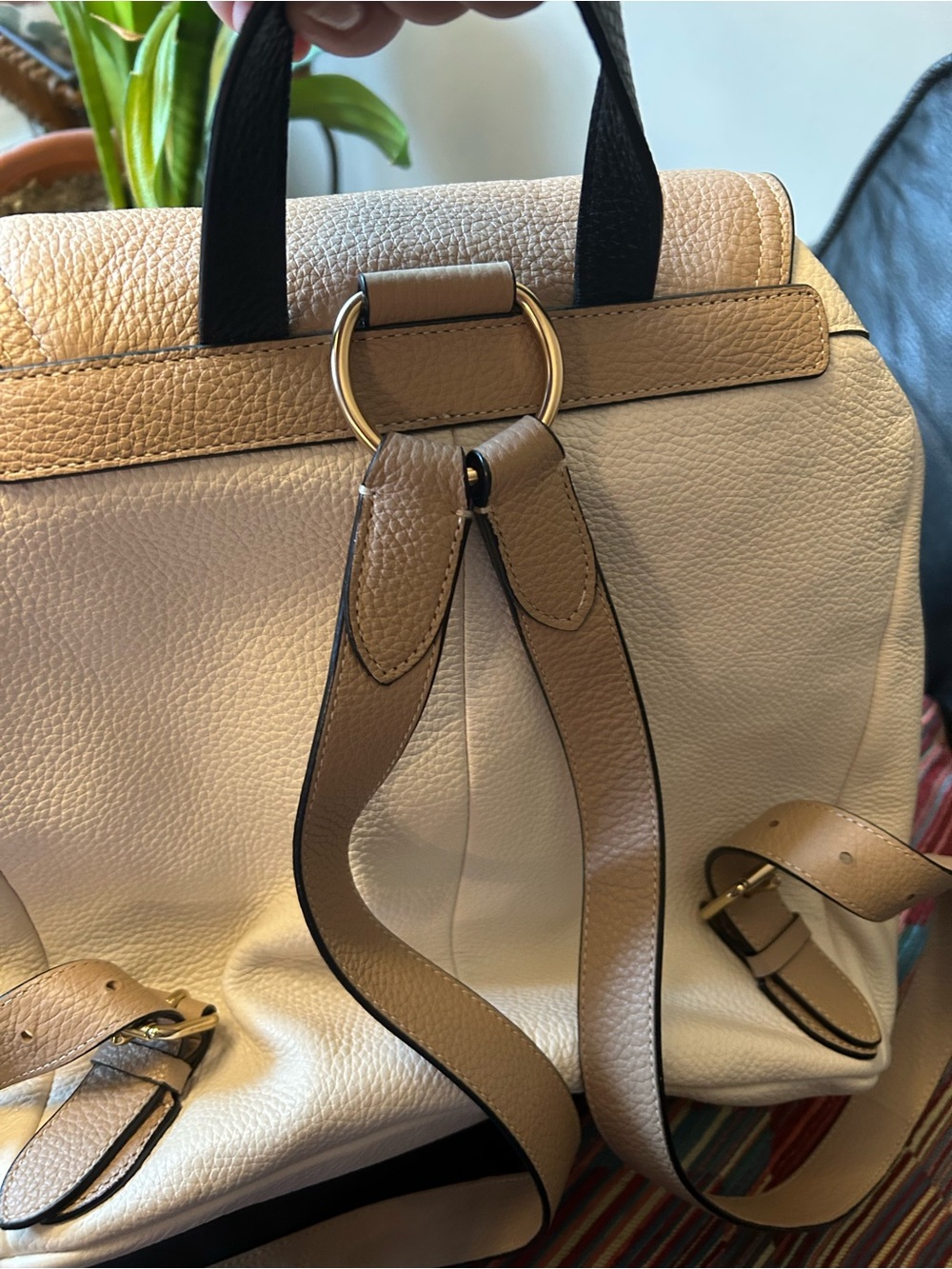 NWOT Coach Pennie Two-Tone Tan & Cream Pebbled Leather Backpack - Picture 8 of 12